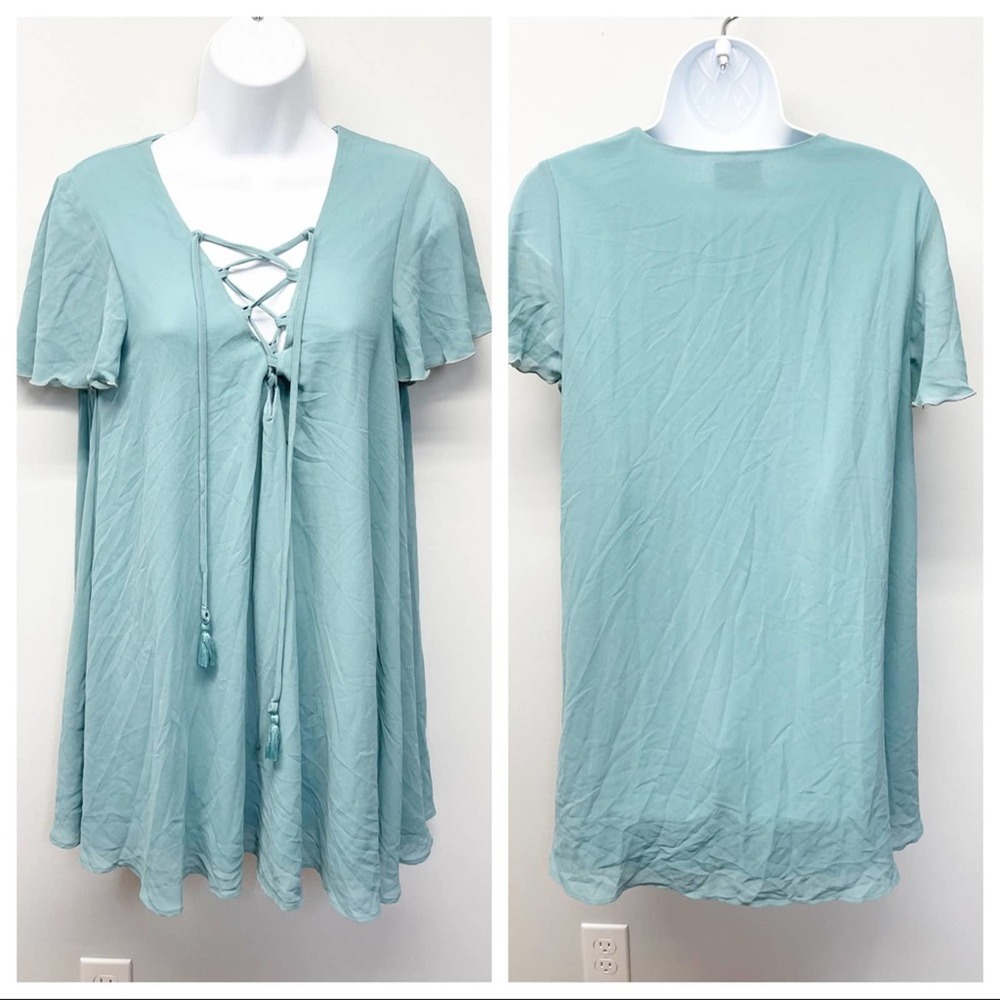 Show Me Your Mumu Kylie Lace Up Dress Blue X-Small